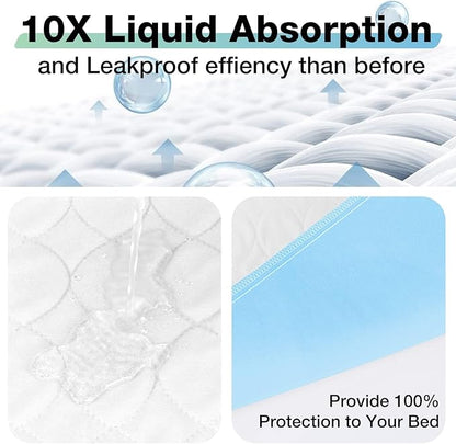 Washable Waterproof Underpads, 24" x 18" (5 Pack) Heavy Absorbency Reusable Incontinence Pads for Chair, Bassinet, Crib, Car Seat, Sofa, Wheelchair