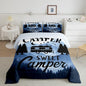 Feelyou Camper Comforter Set Kids Farmhouse Happy Camping Bedding Set Queen Women Men Nature Travel Decor Comforter Ultra Soft Microfiber Rustic Camper Van Quilted Set Bedroom Comforter Inner Fill