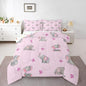 Lovely Elephant Kids Comforter Set Queen Size,Purple Butterfly Cartoon Wildlife Reversible Bedding Set for Adult,Watercolor Grey Pink Animal Luxury Bed Duvet Insert,2 Pillowcases