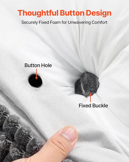 VEVOR Headboard Pillow, King Size Wedge Headboard Pillow with 2 Side Pockets and 2 Headrests, Bed Wedge Pillow with Washable Flannel Cloth, for Reading, Gaming, Resting, Working in Bed, Grey