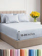 Extra Deep Cal King Sheet Set - 6 Piece Breathable & Cooling Sheets - Hotel Luxury Bed Sheets Set - Easy Fit - Soft, Wrinkle Free & Comfy Sheets Set - Blue Striped Sheet Set with Extra Deep Pockets
