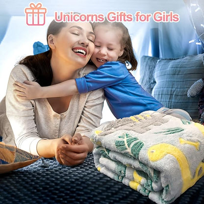Glow in the Dark Dinosaur Fleece Blanket - Kids & Toddler Size 30"x40" for Boys