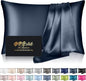 Mulberry Silk Pillow Cases Standard Size, Silk Pillowcase for Hair and Skin, Both Sides Natural Silk Satin Pillowcase for Sleeping Women with Zipper, Gifts for Women Men, Mood Indigo