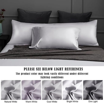 TELUS Body Cooling Pillow Case Cover, Bamboo Rayon & Lyocell Pillowcase with Zipper Closure, Breathable Pillow Case for Hot Sleepers and Night Sweats, 20x54 inches, Light Grey