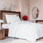 Duvet Cover Twin/Twin XL Size Set - Extra Soft Floral Duvet Cover 68 x 90 with 1 Pillow Sham - Comfy, Breathable Floral Bedding Set - Hotel Luxury & Fade Free with Zipper Closures & Ties - Navy Stripe
