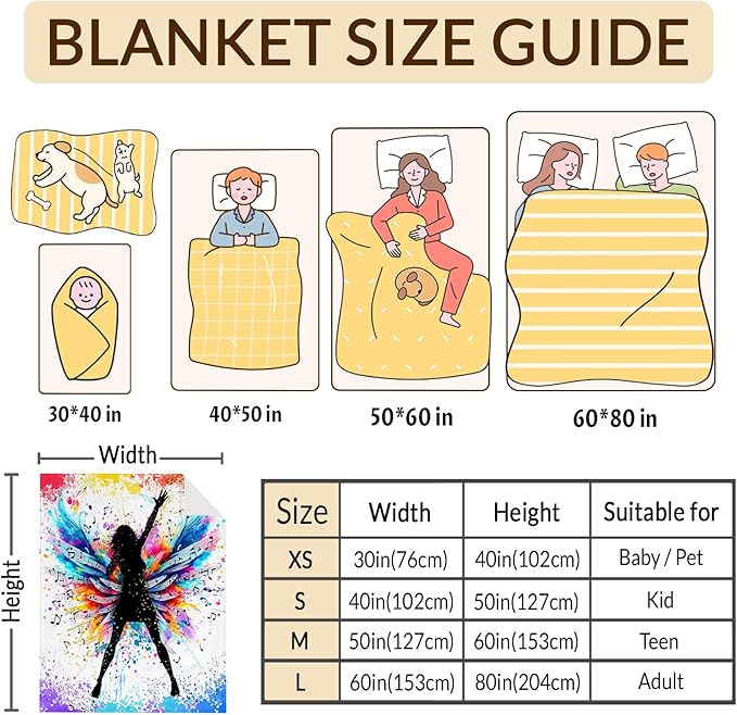 Music Blanket for Girls Women, Singer Throw Blanket Gifts for Music Lovers Kids Teens Adults, 40x50 Inches Cute Soft Fuzzy Flannel Music Themed Blanket Decor for Couch Sofa Bed