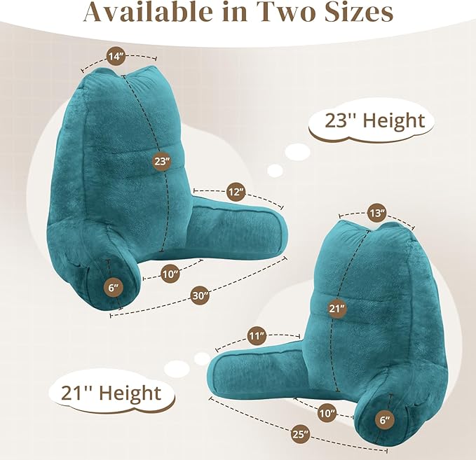Sasttie Reading Pillow, Pillows for Reading or Relaxing – Ergonomic Support for Head, Neck, Back, and Lumbar, 21-Inch, Teal