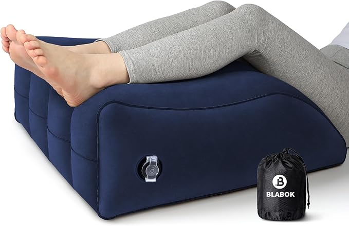 Wedge Pillow for Sleeping - Inflatable Leg Elevation Pillow for Swelling,Circulation,Leg & Back Pain Relief,Leg Support Pillow,Leg Wedge Pillows for After Aurgery,Hip,Foot,Ankle Recovery (Blue)