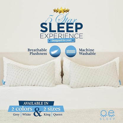Bed Pillow for Side and Back Sleepers – Curved Cooling Pillow for Neck and Shoulder Pain Relief – Adjustable Memory Foam Pillow with Washable Cover – Queen Size with Extra Fill (White)