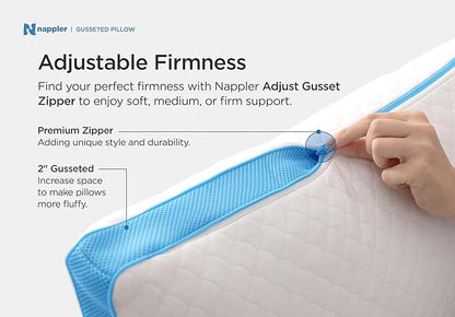 Side and Back Sleeper Pillow for Neck and Shoulder Pain Relief-Shredded Memory Foam Bed Pillow for Sleeping - 100% Adjustable Fill - Queen Size - Set of 2 - Washable Case. Extra Fill Included