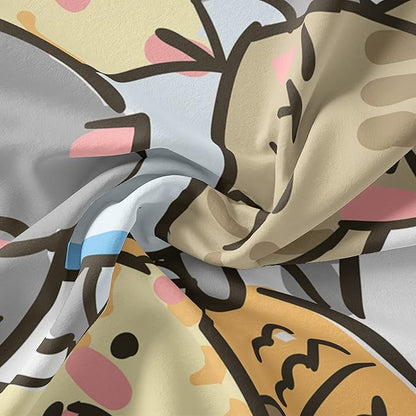 QOOMO Kawaii Cat Comforter King Size,Cute Cat Comforter Set for Kids Teens Girls,3Pcs Bedding Set Printed Comforter with 2 Pillowcases,Down Alternative,Soft and Lightweight，King Size