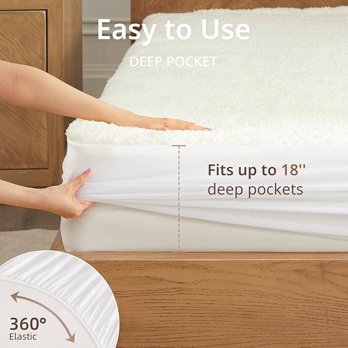 Heated Mattress Pad Queen, Electric Mattress Pad with 9 Heat Settings, Memory Function, Fast Heating, 1-12 Hours Auto Off, Deep Pocket, Machine Washable, 60"x 80", White