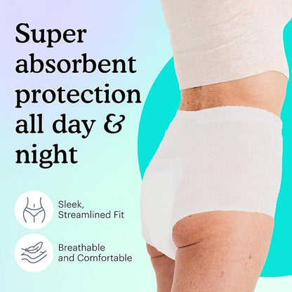 Because Overnight Absorbency Pull Ups - Adult Disposable Incontinence Underwear, Extra Absorbent Nighttime Briefs for Men and Women, White, Small/Medium, 20 Count