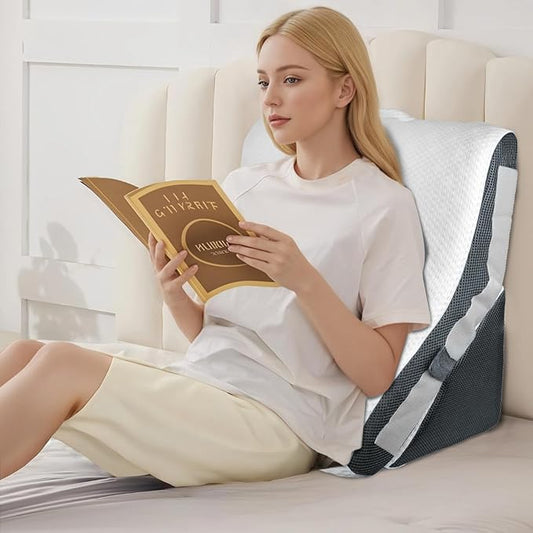 Wedge Pillow, 9&12" Adjustable Bed Wedge Pillow for Sleeping, Ergonomically Triangle Pillow for Back Pain Relief, Memory Foam Pillow Wedge for Post Surgery, Acid Reflux and Snoring, White/Grey