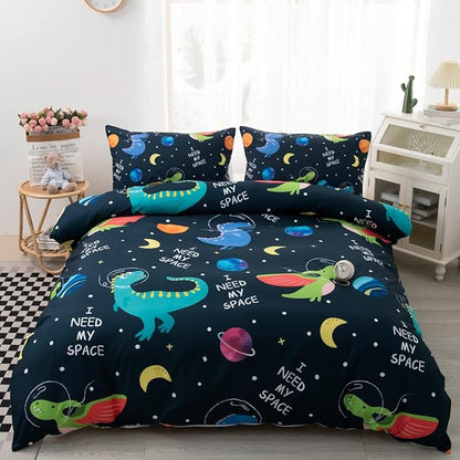 CVHOUSE Dinosaur Bedding King Size, Space Dinosaur Bedding Set for Boys, Kids, Teens - 1 Duvet Cover 2 Pillowcases, Boy's Bedroom Decor