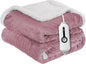 Electric Heated Blanket Throw Size 50"x60" - Dual-Sided with Microplush & Sherpa Fabric, 4 Heat Settings & 3 Hours Auto Off, Machine Washable - Berry