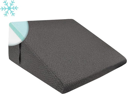 Bedluxe Wedge Pillow, 8 inch Bed Wedge Pillow, Elevated Body Pillow for Back Support, Acid Reflux, Leg, Neck Pain, Snoring, Triangle Pillow Wedge - Cooling Memory Foam Top, Dark Grey