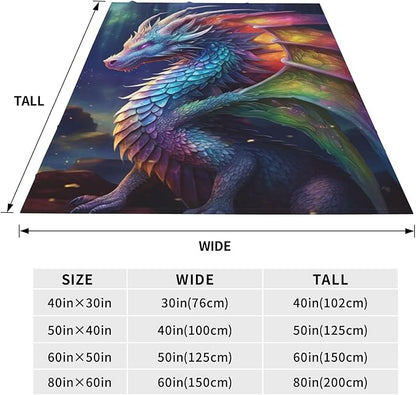 Colorful Fairy Dragon Blanket Gifts for Adults Girls Flannel Throw Blankets Soft Comfy Lightweight for Home Decor Couch Bed Sofa 80x60 Inches