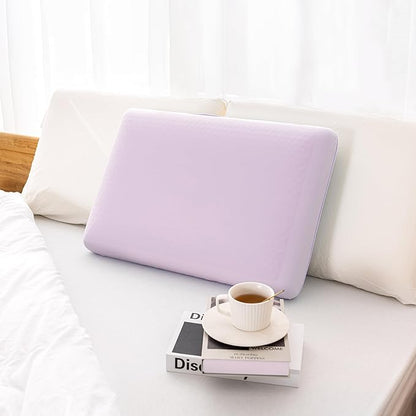 EGOHOME Cooling Gel Memory Foam Pillow - Reversible Cooling Cover, Neck Support for Side, Back and Stomach Sleepers, Removable & Machine Washable, All-Season Comfort, Standard Size, Purple