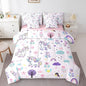 Erosebridal Girls Floral Unicorn Bedding Set Full Size 7 Piece Bed in A Bag Cartoon Animal Comforter Set for Kids Teens Super Soft All Season for Bedroom,Cute Flower Reversible Bed Sets