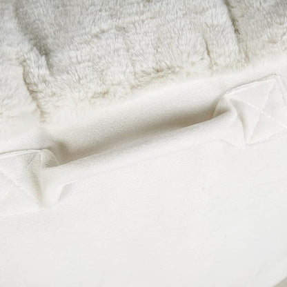 Home Soft Things Fox Faux Fur Bedrest Reading Pillow with DIY Filling, Need Assembly, Backrest Armrest Pillow Chair Back Support for Sitting up in Bed, Gardenia, 28" x 30" x 17"
