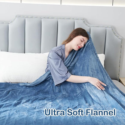 Electric Heated Blanket Twin Size 62”x84”,Soft Warmth Cozy with 5 Heating Settings 10 Hours Auto-Off, One Touch Operation, Machine Washable, Blue Grey
