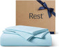 REST® Evercool®+ Starter Sheet Set, Full, Light Blue, Breathable Bed Sheet for Hot Sleeper and Night Sweats, with Pillowcases, Ionic+ Self-Cleaning Silver Yarn for Sensitive Skin, 3PCS No Flat Sheet