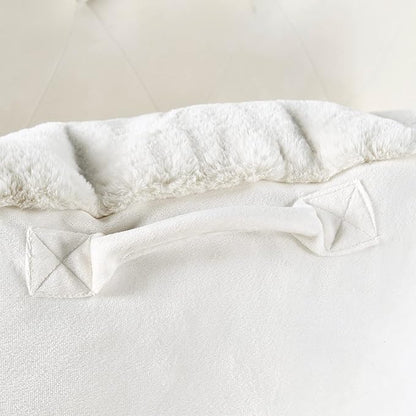 Faux Fur Assembly Need DIY Extra Large Backrest Reading Bed Rest Pillow with Arms and Pockets for Sitting in Bed Couch Sofa, Removable Cover & Filling Seprated, 28" x 30" x17", Cream