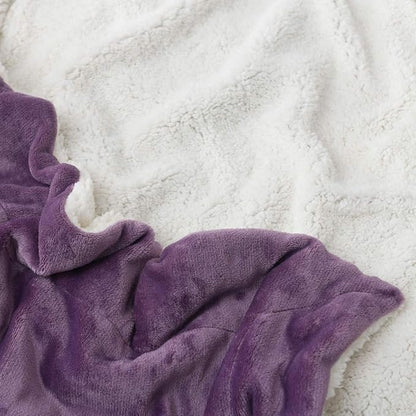 NANPIPER Throw Blanket Reversible Sherpa Flannel Bed Blanket Super Soft Fuzzy Plush Fleece Microfiber (90"x90" Cassis Purple) Queen