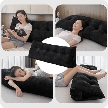Large Bolster Triangular Headboard Wedge Backrest Positioning Support Bed Rest Reading Pillows Headboard Wedge Pillows for Day Bed Bunk Bed with Removable Cover,Queen (59x8x20 Inches)