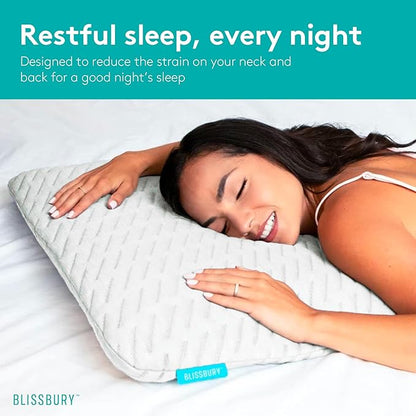 BLISSBURY Thin Pillow for Stomach Sleeper – 2.2" Ultra Flat Memory Foam | Super Thin Low Loft Support for Belly Sleepers | Best Pillow for Neck Alignment and Front-Sleeping Comfort