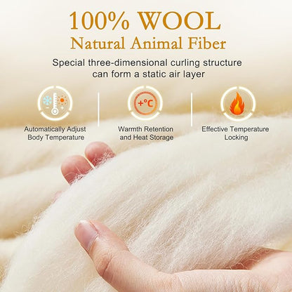 YOUR MOON Luxurious All Season Wool Comforter Twin Size, 100% Natural Australian Wool Filling, Hypoallergenic Comforter Duvet Insert, Noiseless Cotton Shell, Medium Weight (Silver Gray)