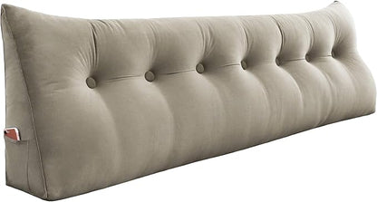 Wedge Headboard Pillow Dorm Room Reading Pillow Back Support for Sitting Up in Bed Bolster Lumbar Cushion Body Positioning Bedrest Velvet 76in Light Tan King