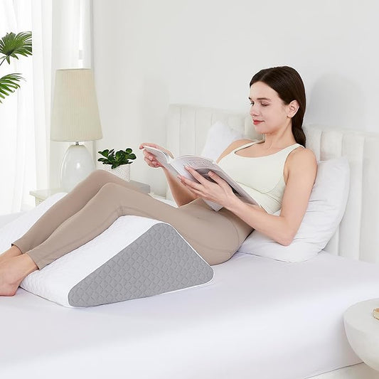 Orthopedic Wedge Pillow for Leg & Knee Support - CertiPUR Memory Foam Pillow with Washable Covers for Post Surgery, Acid Reflux, & Pain Relief - Adjustable Bed & Body Positioning Cushions, Knee Wedge