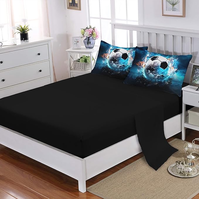 Kids Football Comforter Set,Bed in a Bag Twin Size 7 Pieces,Sports Themed Bed Set for Boys Teens,7Pcs Bedding Set with Comforter,Fitted Sheet,Flat Sheet,Pillowcases.