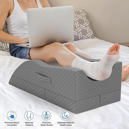 Elevation Pillows for Leg After Surgery, Memory Foam Adjustable Wedge Pillow for Injury or Rest, Ankle Pillow for Sleeping Blood Circulation Full Grey/Double Leg