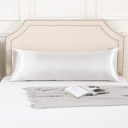 HUXMEYSON Body Pillow with Satin Pillowcase, Body Pillow for Adults, Removable Cover, White (20"x54")