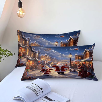 Christmas Duvet Cover Bedding Sets King Size for Kids Girls Teens, Christmas Petal Country Bedding Décor, 1 Duvet Cover and 2 Pillow Shams - 90x90 inches