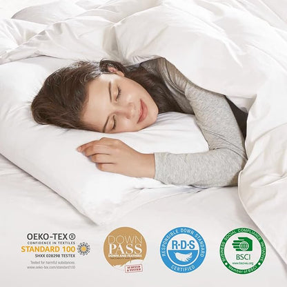 ABENE Mattress Topper for Back Pain Relief, Extra Thick Mattress Pad Pillowtop, Soft Mattress Protector Cover with 8"-21" Deep Pocket (Pure White, Full, Feather Down)