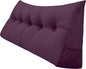Triangular Reading Bed Rest Pillow Large Bolster Cushion Headboard Backrest Wedge Pillow with Removable Cover and Two Large Side Pockets (Dark Purple, Queen: 59 x 8 x 20 inches)