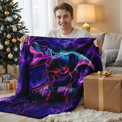 Kids Blanket Dinosaur Blankets for Boys Teens Gift for Dinosaur Lovers, Cozy 80 x 60 Inches Lightweight Flannel Throws for Travel Bed Living Room Garden Sofa
