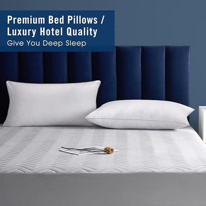 Bed Pillows for Sleeping 2 Pack, King Size Pillows Set of 2, Down Alternative Filling, Fluff by Patting Pillow for Back, Stomach or Side Sleepers Grey