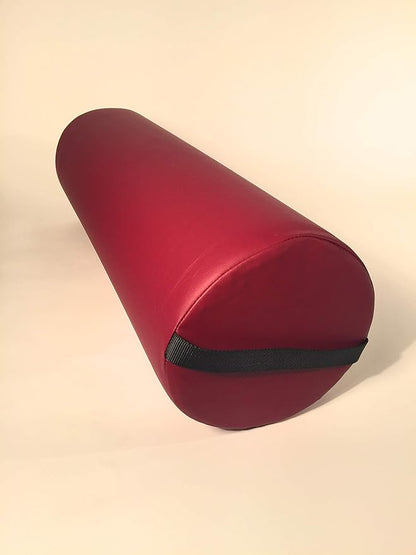NRG Jumbo Full Round Massage Bolster - Extra Large Massage Table Pillow Cushion - Multi-Purpose Positioning Bolster with Carrying Strap - CFC Free Foam, NaturSoft Vinyl - 8 x 26 inches - Burgundy