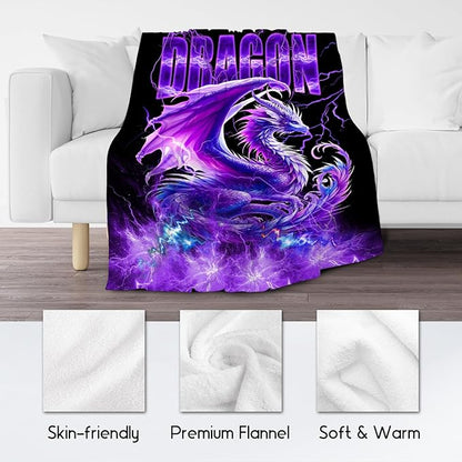 Kids Blanket Dragon Blankets Gifts for Boys Girls, 30"x40" Fleece Soft Cozy Toddler Throw for Couch Sofa