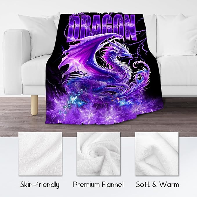 Kids Blanket Dragon Blankets Gifts for Boys Girls, 40"x50" Fleece Soft Cozy Toddler Throw for Couch Sofa