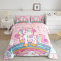 Feelyou Unicorn Bedding Twin,Star Print Rainbow Kids Comforter Sets for Girls Comforter Set,Cute Animal Bedding Cute Unicorn Duvet Quilt,Rainbow Bedroom Decor