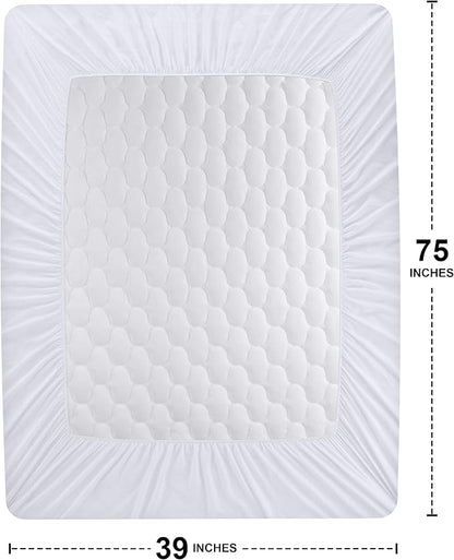Utopia Bedding Waterproof Mattress Protector, Twin Mattress Pad, Quilted Fitted Cover Stretches up to 16 Inches Deep (White)