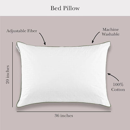 Kate Spade New York Firm/Extra Firm Pillow 20" x 36", Adjustable Down Alternative Pillow with 2" Gusset for Maximum Loft, Best for Back or Side Sleepers, King, White