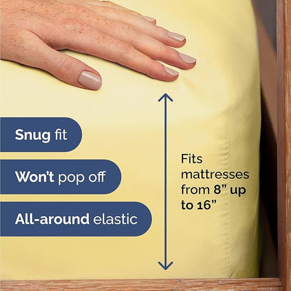 Twin 4 Piece Sheet Set - Comfy Breathable & Cooling - Ultra Soft Hotel Luxury Bedding Set w/ 8-16 Inch Deep Pockets - 1 Flat & 1 Fitted Sheet & 2 Pillowcases - Cozy, Wrinkle Free & Easy Care - Yellow