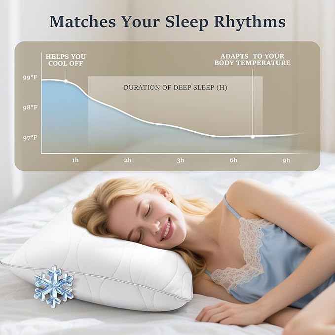 COZSINOOR Queen Size Bed Pillows Set of 2 - Cooling Down Alternative Pillows, Hotel-Quality Fluffy Microfiber Fill for Side, Back & Stomach Sleepers, Breathable & Skin-Friendly